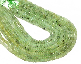 Prehnite beads,Faceted Rondelles,gemstone beads,green beads,birthstone beads,semiprecious beads,prehnite jewelry - 16" Strand