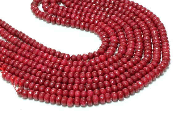 15 Strands Of Natural Red Jade Gemstone Rondelle Beads - 6x10mm Faceted, Loose For Jewelry 10 thumbnail image