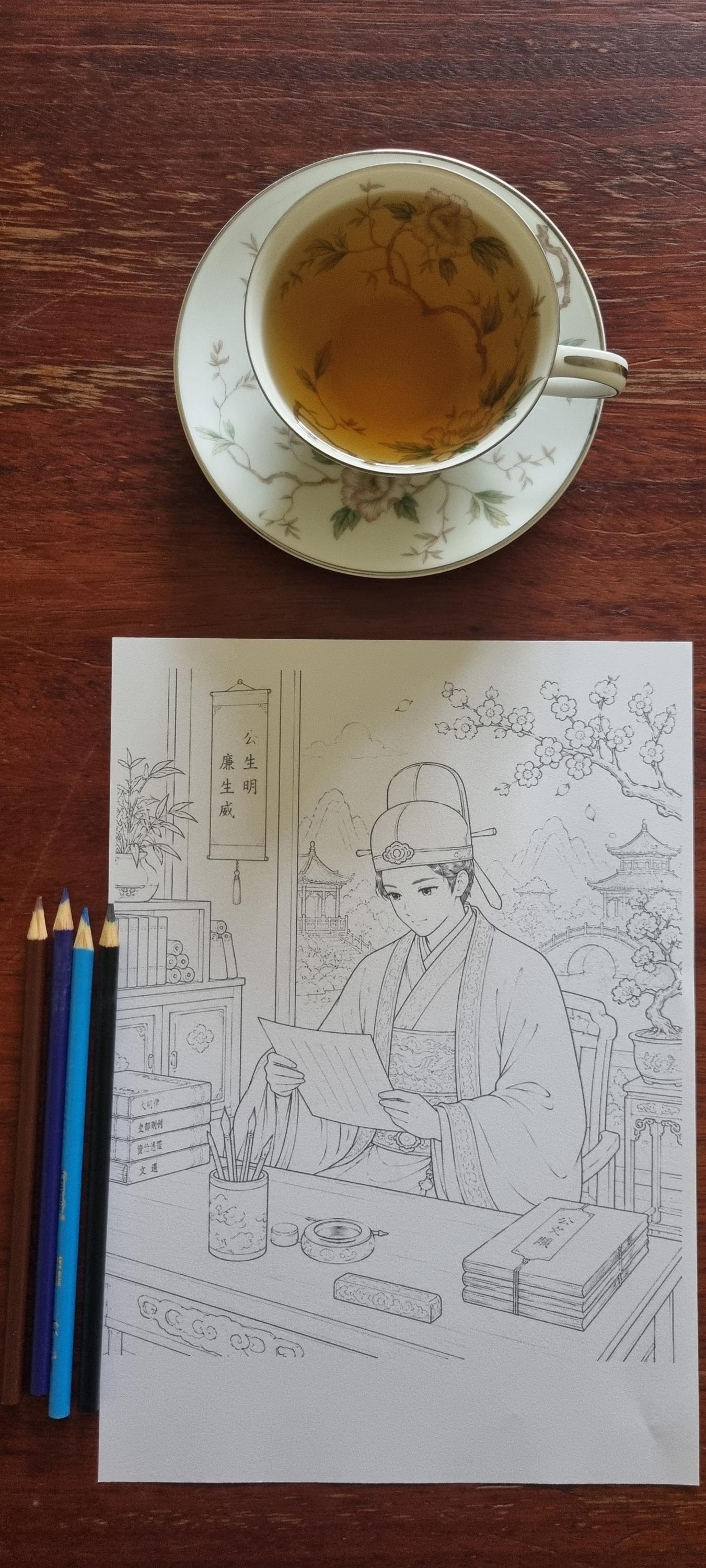 Hanfu Official Coloring Page | Elegant Scholar Study Printable ...