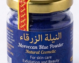 Marokkaans blauw indigopoeder – Authentiek Sahrawi schoonheidsritueel | Natuurlijke cosmetica | 100 g