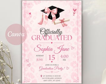 Graduation Invitation Template Class of 2026, Graduation Party Invite Photo Graduation Announcement Canva Template Printable Invite EDITABLE