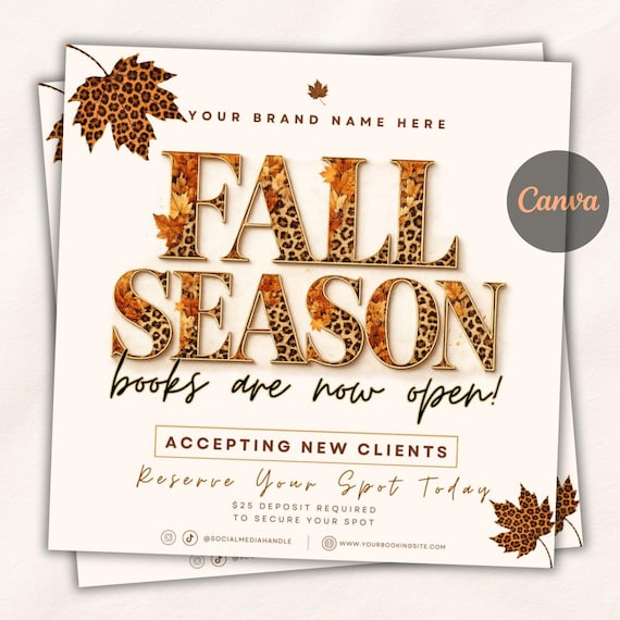 September Booking Flyer, September flyer, Fall Booking Flyer, September Books Open, Wig Install, Lash Nail Braids Flyer, Editable in Canva