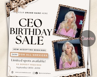 CEO Birthday Sale Flyer, CEO Specials Promo Flyer, Editable Canva Template