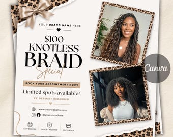 Knotless Braids Flyer, Braids Special Flyer, Braids Pricelist Flyer, Braid Special Deal flyer, Braids Bookings Flyer, Braids Flyer, Canva
