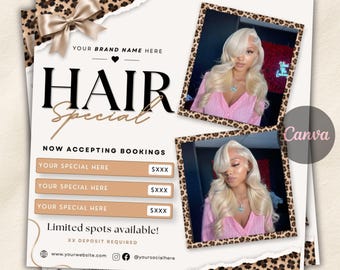 Hair Specials Luxury Flyer Template, Hairstylist Canva Editable Template