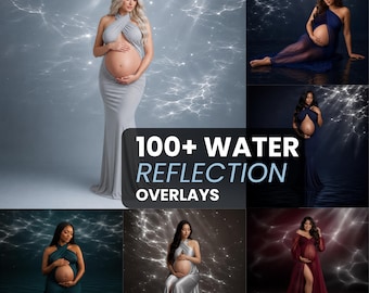 Water Overlay Bundle, Water Reflection Photo Overlays, Maternity Photography Overlay, Fine Art Light Overlay, Photoshop JPG Overlays