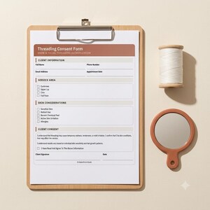 Threading Consent Form, Editable Eyebrow Facial Threading Client Consultation, Esthetician Canva Template, Printable, A4 US Letter