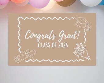 Graduation Banner Template Class of 2026 | Modern Party Decor (Digital Download)
