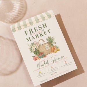 Fresh Off The Market Bridal Shower Invitation, Farmers Market Theme, Editable Canva Template (Digital Download) image 4