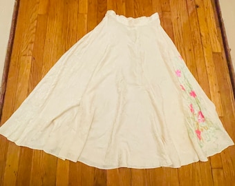 hand painted upcycled skirt