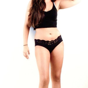 Organic Cotton Hipster Underwear with Lace made in USA