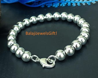 Armband i 925 sterlingsilver Handgjort silverkularmband Minimalistiska smycken, Hantverksarmband Unisexarmband Boho Vardagsarmband