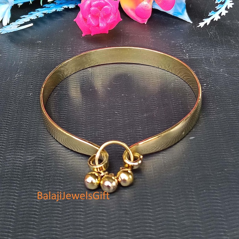 Armband i massiv mässing, tjockt stapelbart armband, boho armband, unisex armband, handgjort mässingsarmband för kvinnor, minimalistiska smycken, ren mässing bild 3