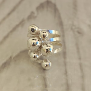 Sterling Silver Bubble Multi Band Ring, Handgjorda Smycken i Boho-stil