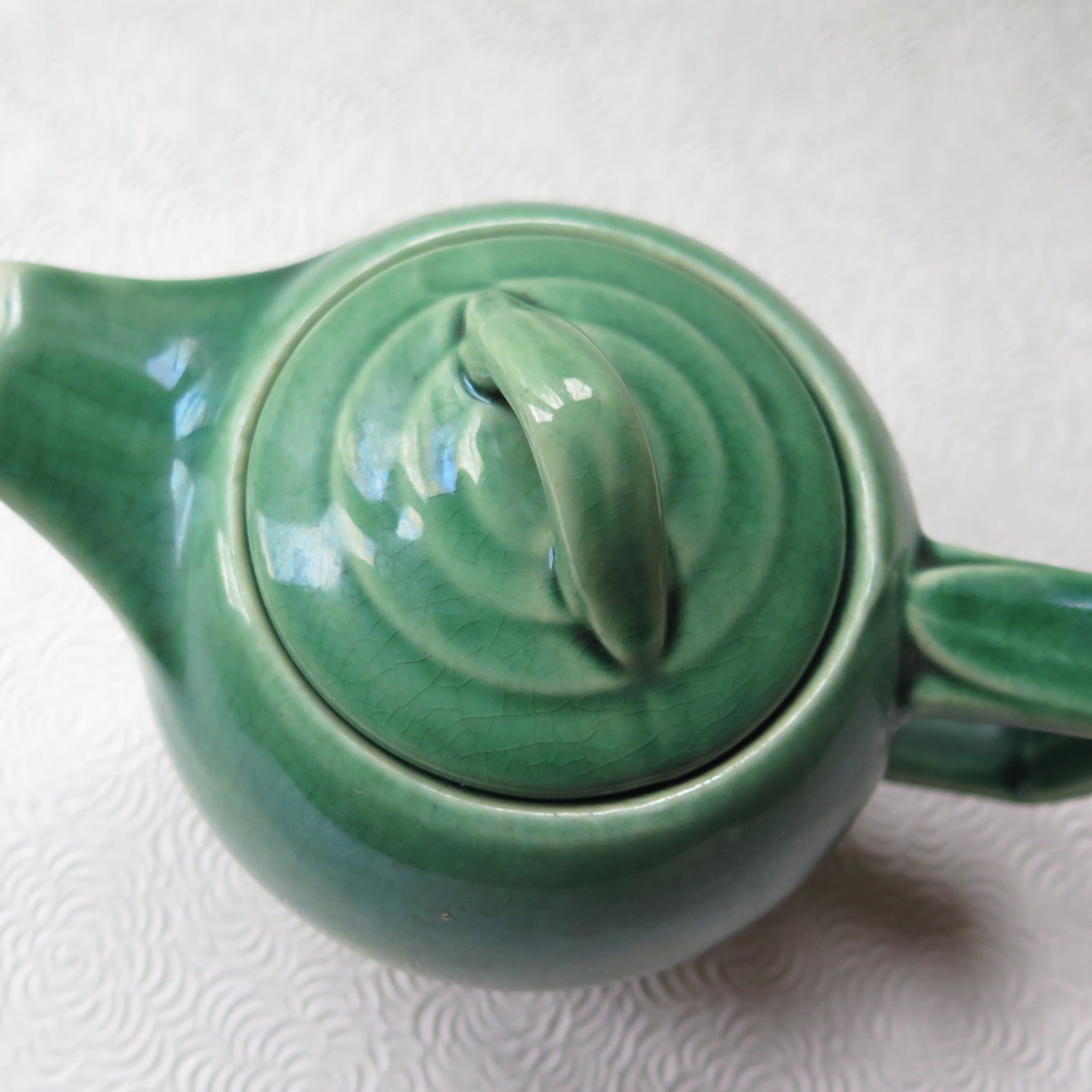 McCoy Teapot Green Art Deco Pottery 1940s Signed Vintage Etsy