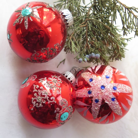 Vintage West German Christmas Ornaments Three Red Blown Glass Etsy image 0 - Vintage West German Christmas Ornaments Three Red Blown Glass Etsy