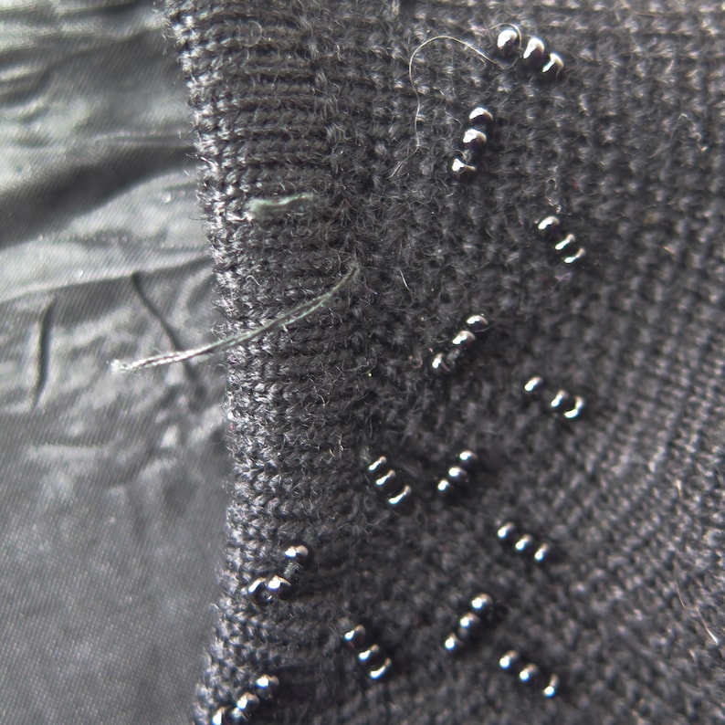 Vintage Black Beaded Wool Cardigan Sweater 1950s 1960s Neusteters Hong Kong Fine Knit 100/% Zephyr Wool Beads Buttons Women/'s Holiday Fashion
