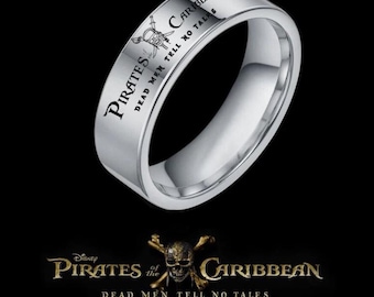 Unisex, Fancy Dress, Pirate Costume, Caribbean, Heavy Stainless Steel, Laser Etched Ring
