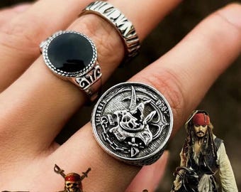 Uniseks, piraten, kruiszwaarden, kostuum, feest, verkleedkleding, Caraïben, krik, driedelige ringenset