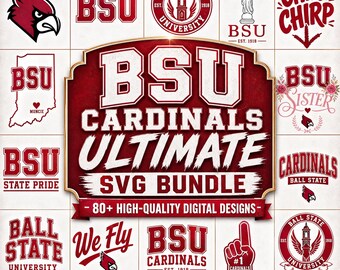 Ball State University SVG Bundle | BSU Cardinals Logo Png | College Team Vector | Alumni Graduation Svg | Cricut Silhouette Cut Files
