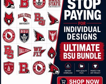 Ball State University SVG Bundle | BSU Cardinals Logo Png | College Team Vector | Alumni Graduation Svg | Cricut Silhouette Cut Files