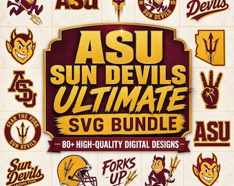 Arizona State University SVG Bundle ASU Sun Devils PNG Digital Download Fork Logo Pack for Cricut & Silhouette - Premium Quality