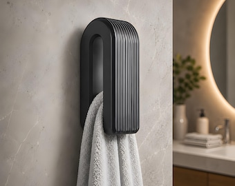 Modern Ribbed Towel Holder: Wall Mounted Minimalist Bathroom Decor Hook