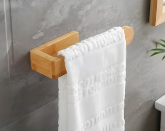 Bamboo Wall Mounted Hand Towel Holder – Minimalist Bathroom Decor Rack