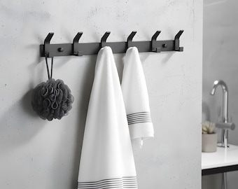 Modern Black Metal Wall Hook Rack – Entryway, Kitchen, Bathroom Organizer