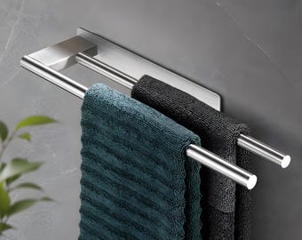 Matte Black Double Towel Rack – Stainless Steel Wall Mounted Bath Organizer