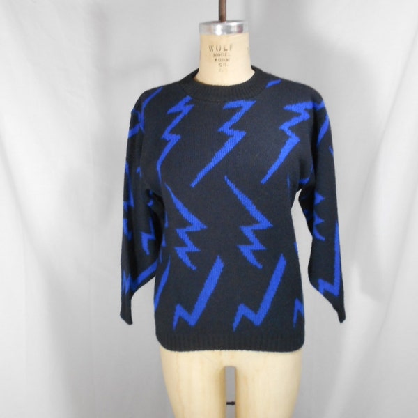1980s Lightning Bolt Sweater Size Medium