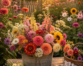 Cut Flower Garden Plan, Beginner Cutting Garden Layout for Fresh Bouquets | Printable Grow, Sow & Harvest Guide PDF