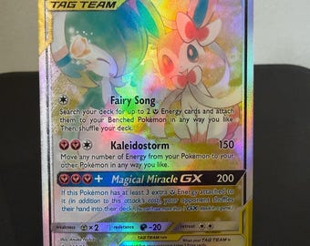 Gardevoir & Sylveon FX Tag Team - Pokemon Fan Made Karte Textured Custom Proxy ungebrochene Bindungen