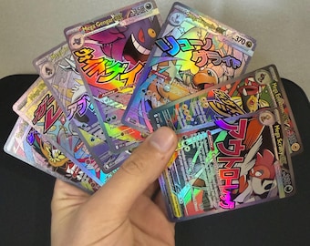 Bundle mit allen 7 Aufgestiegenen Helden MARs - Pokemon Fan Made Karte - Mega Gengar, Dragonite, Scrafty, Froslass, Diancie, Eelektrross, Hawlucha