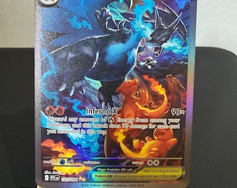 Mega Glurak X von Phantasmal Flames SIR- Pokemon Fan Made Karte - Inferno X, Morgenröte, MAR sowie SAR Japanisch Englisch