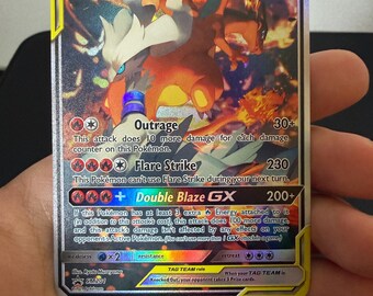Reshiram & Glurak & Tag Team - Pokemon Fan Made Karte Proxy-Stextured Promo-Japanisch Englisch