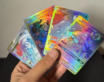 N’s Reshiram & Zekrom, Lillie’s Solgaleo und Lunala ginx Tag Team - Pokemon Fan Made Card benutzerdefinierte kosmische Sonnenfinsternis Alt Arts, Regenbogen Proxy