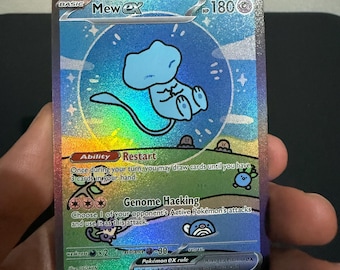 Mew ex - Pokemon Fan Made Karte Paldean Fates Proxy 232/091 CUSTOM glänzend texturiert scharlachrot & violett