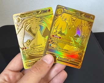 Mega Glurak Y ex & Mega Dragonite ex - GOLD TEXTURIERT - Aufgestiegene Helden - Pokemon Fan Made Card Proxy