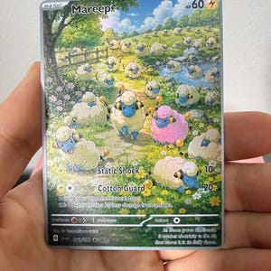 Mareep - Farm-serien - Pokémon Fan Made Custom Card Fan Art med glänsande Mareep