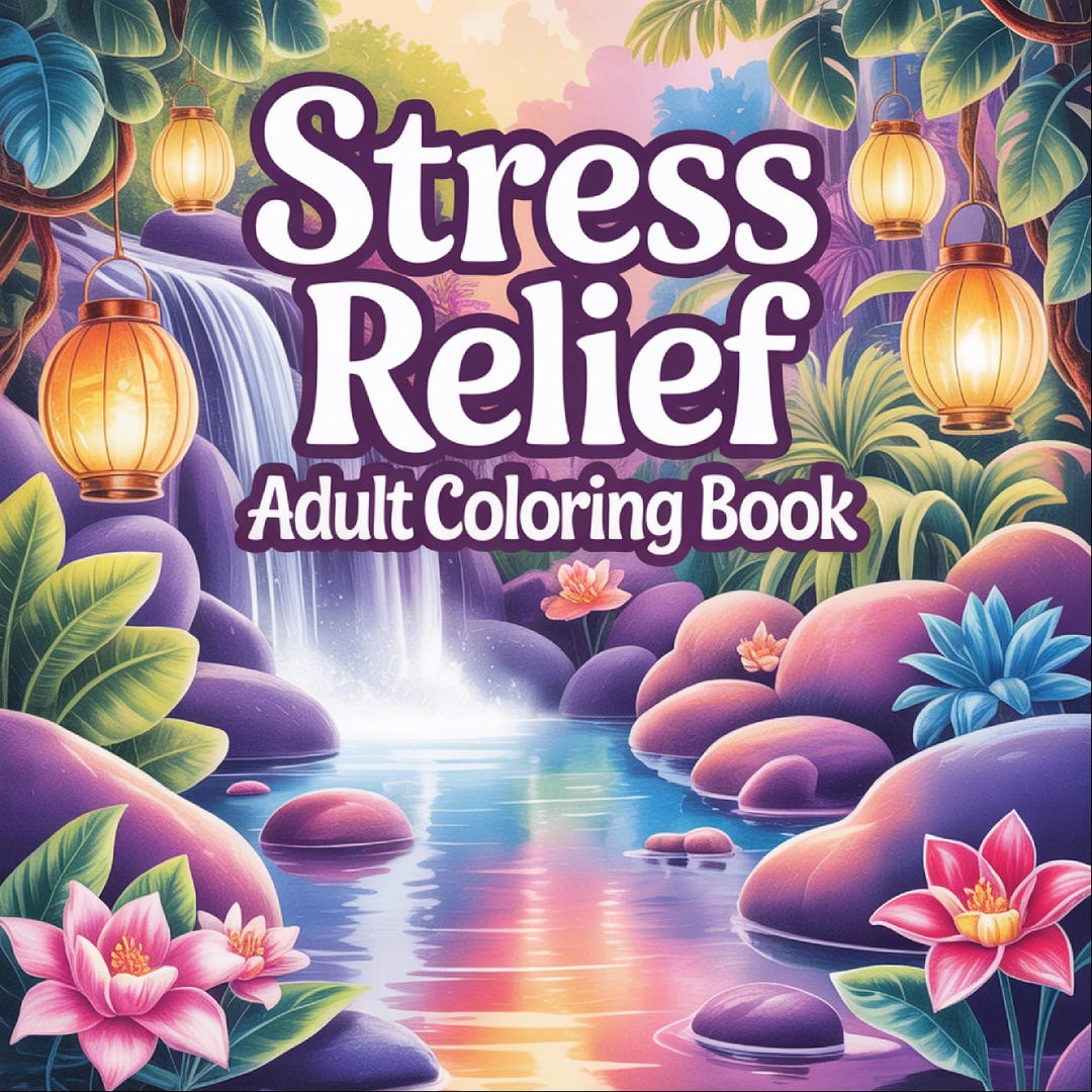 Adult Coloring Book Pages | Bold Easy Designs for Stress Relief ...