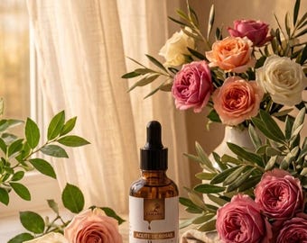 Olio di bellezza alla rosa | Olio di jojoba infuso alla rosa | Idratante naturale per viso e corpo