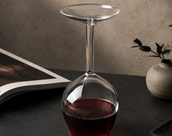 Verre à vin à l'envers | Verre à cocktail inversé de 13,5 oz | Verrerie de bar unique | Cadeau amusant pour les amateurs de vin | Accueil Bar Récipients à boissons