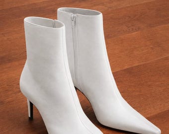 Botines de mujer con punta afilada – Botines de tacón bajo, calzado para fiestas y eventos nocturnos.
