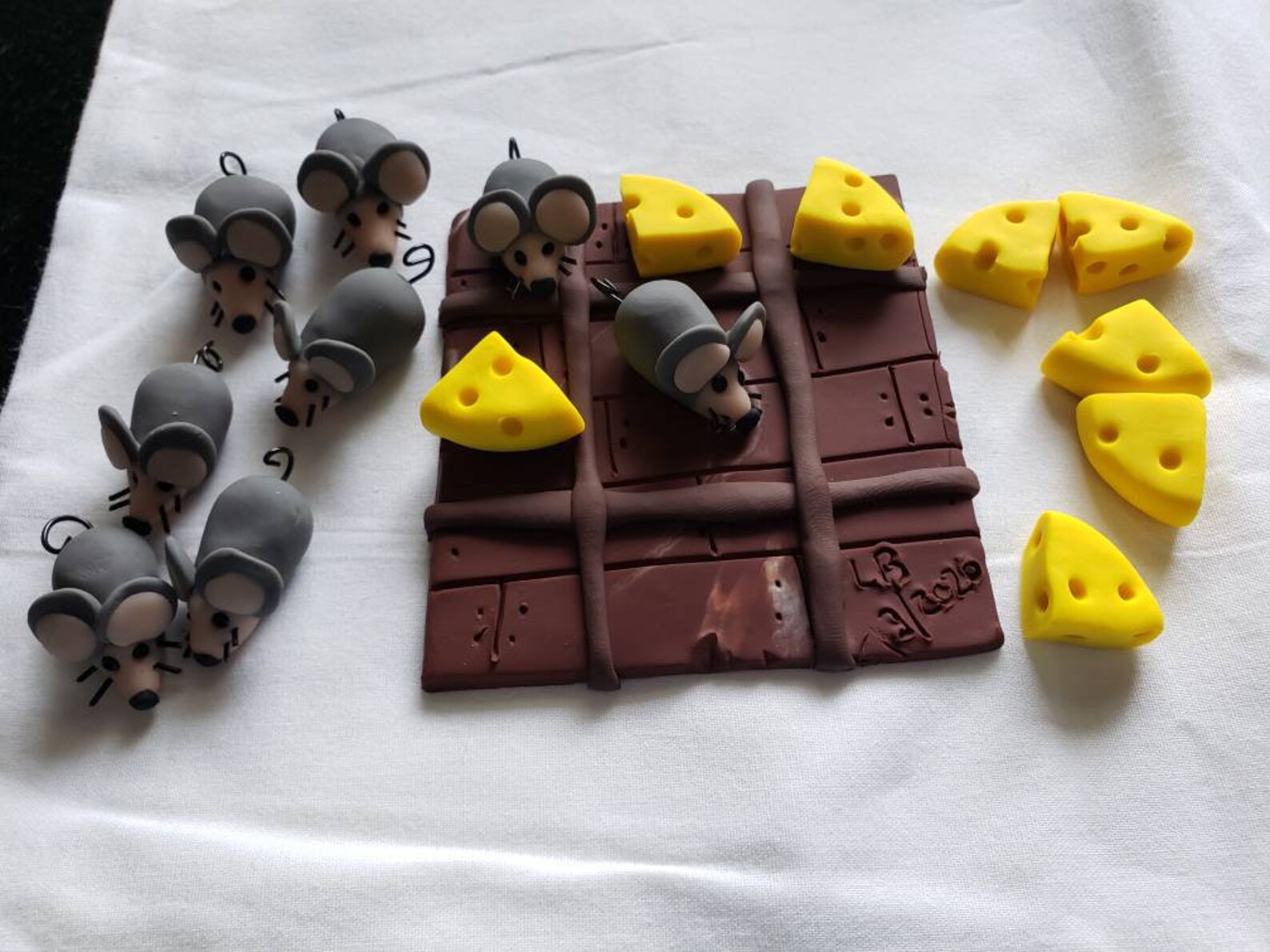 Polymer Clay Mice & Cheese Tic Tac Toe Board Etsy