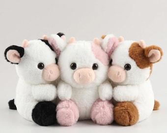 Adorable Pink Cow Plushie (20cm/7.87in) - Ultra-Soft Kawaii Stuffed Animal Toy for Girls & Boys