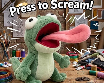 Screaming Lizard Plush Toy | Magnetic Tongue, Squeaker, Stress Relief Fun