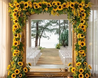 Artificial Sunflower Garland Vine, Rustic Wedding Arch Decor, Boho Home Wall Festival Decoration