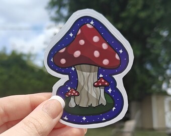 Hand Drawn Mushroom Die Cut Sticker