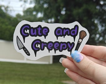Hand Drawn Cute and Creepy Die Cut Sticker